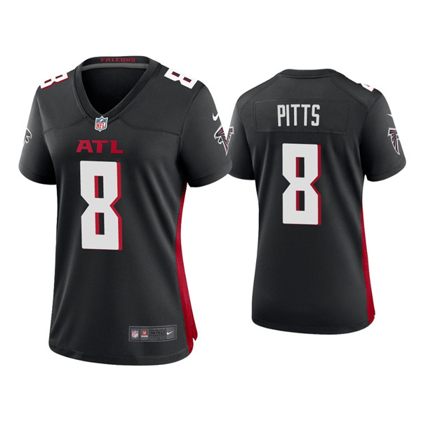 Women's Atlanta Falcons #8 Kyle Pitts New Black Stitched Jersey(Run Small)